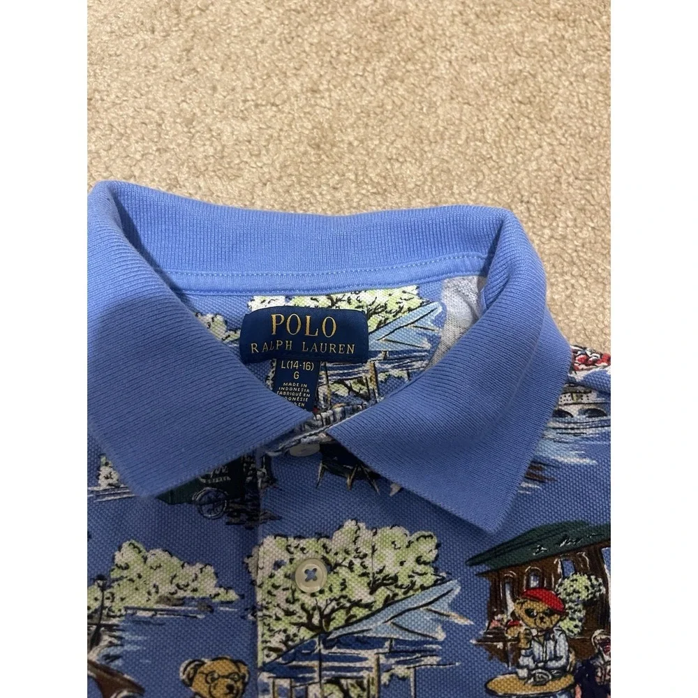 Polo Ralph Lauren Paris Print Mesh Shirt Boys Size Large